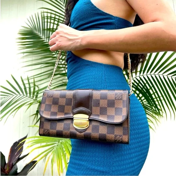 Authenticated Louis Vuitton Damier Ebene Sistina Long Wallet - Picture 2 of 16